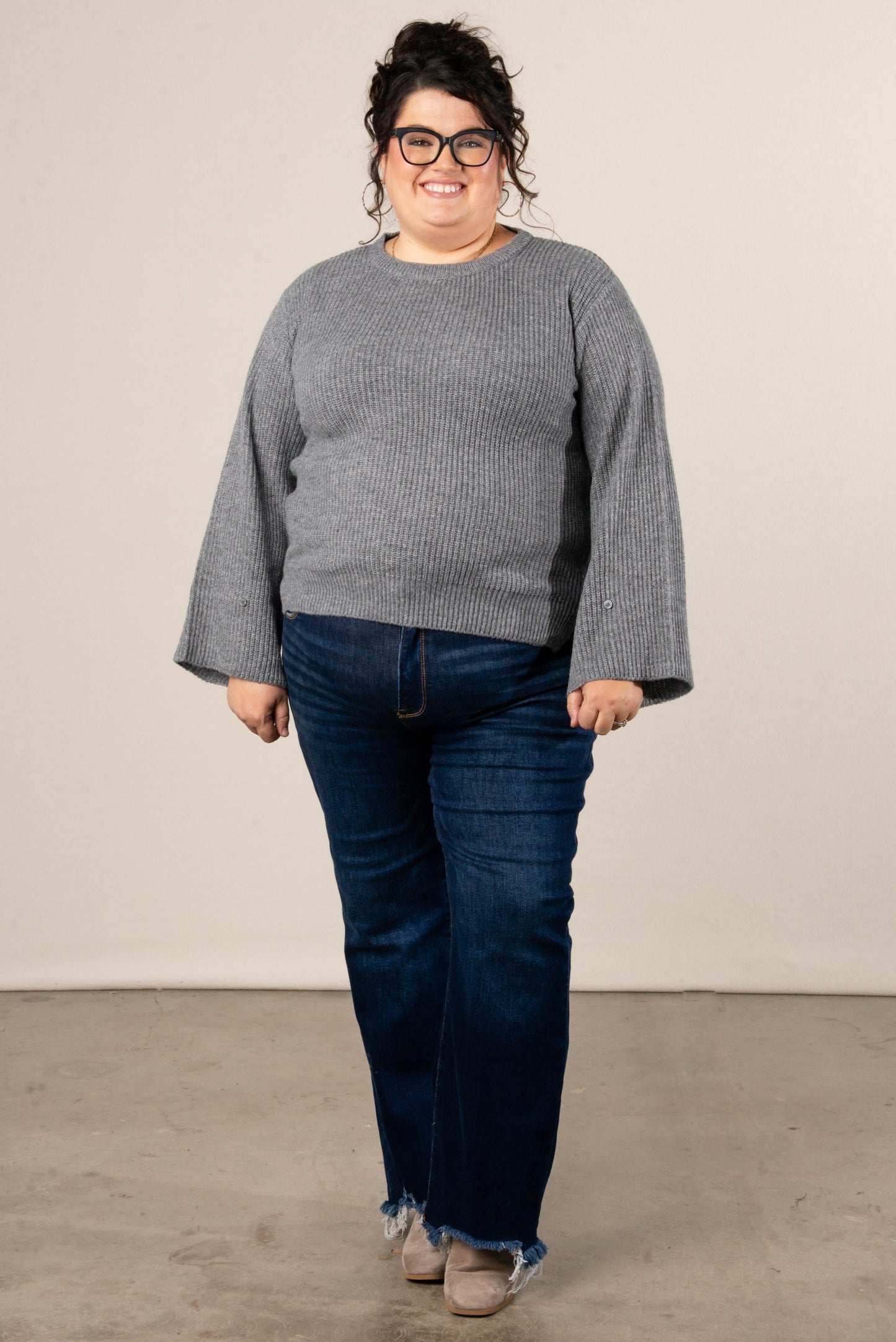 Winter Luxe Rib Knit Button Cuff Sweater