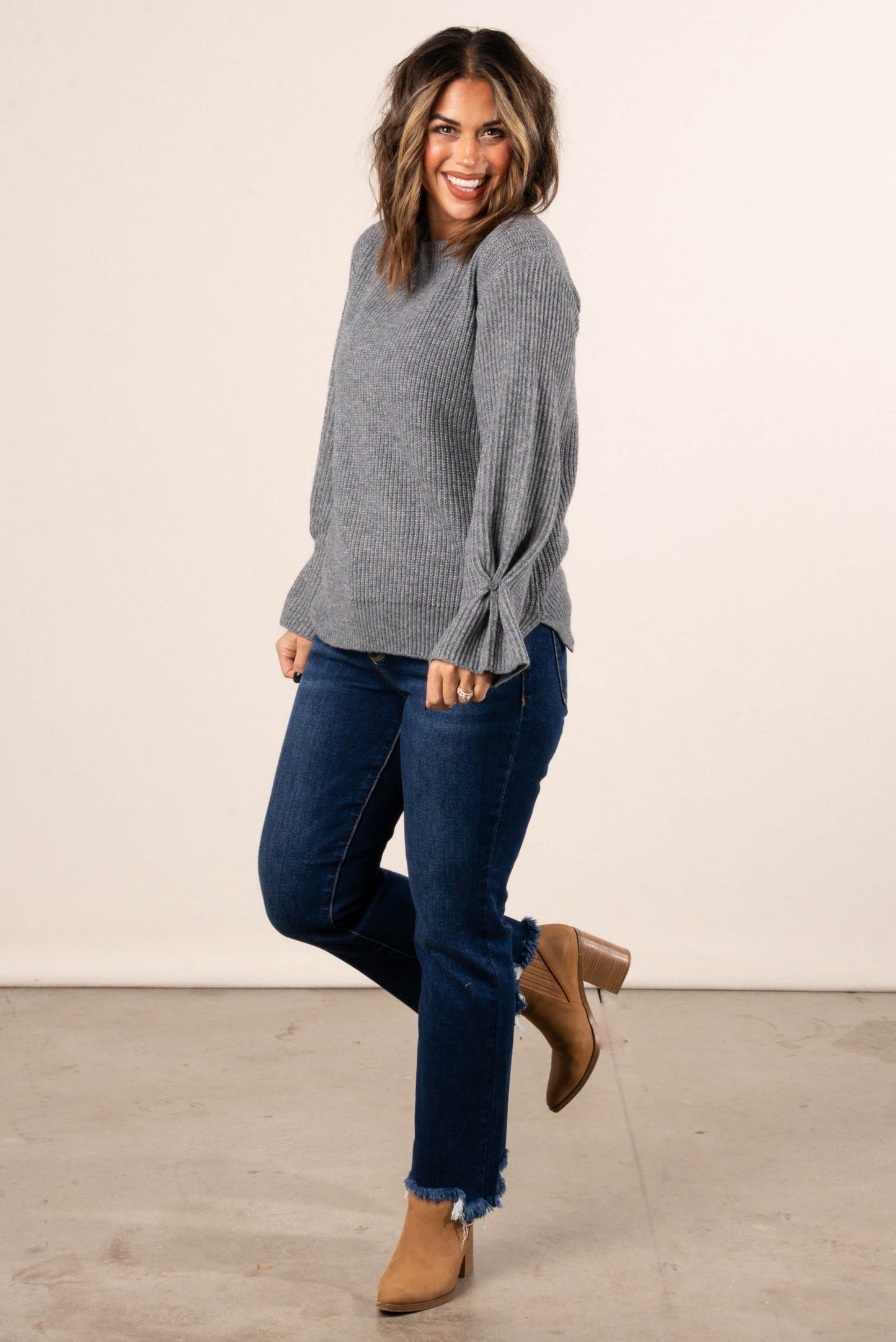 Winter Luxe Rib Knit Button Cuff Sweater