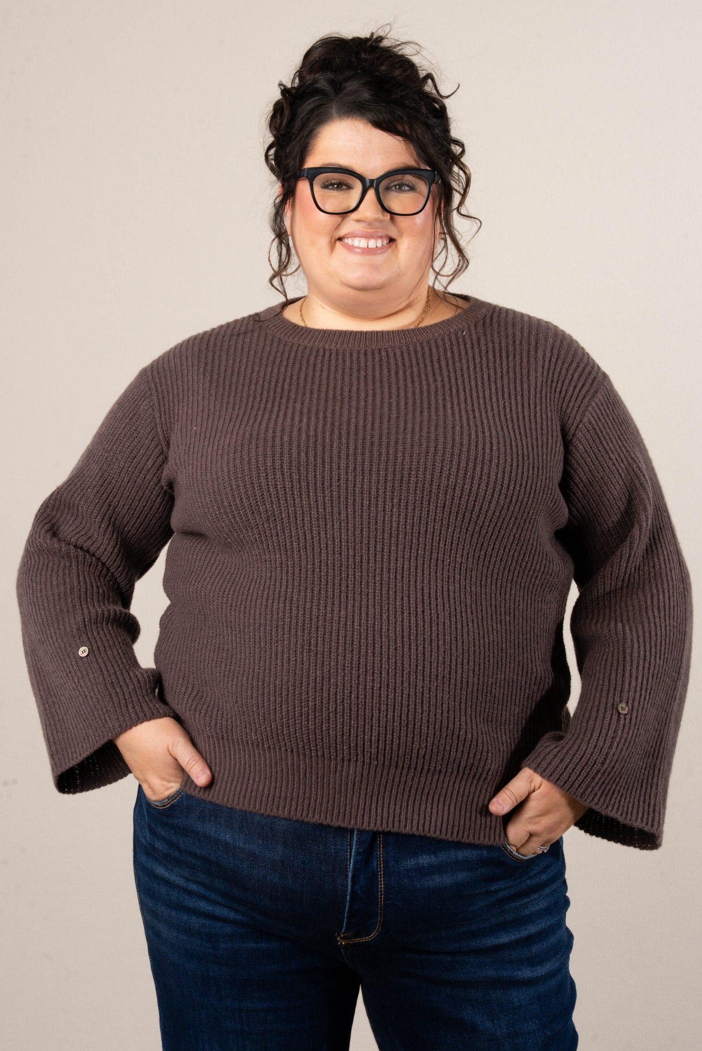 Winter Luxe Rib Knit Button Cuff Sweater