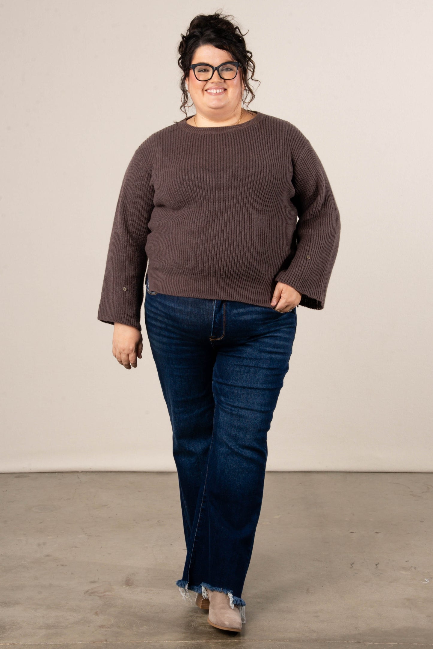 Winter Luxe Rib Knit Button Cuff Sweater