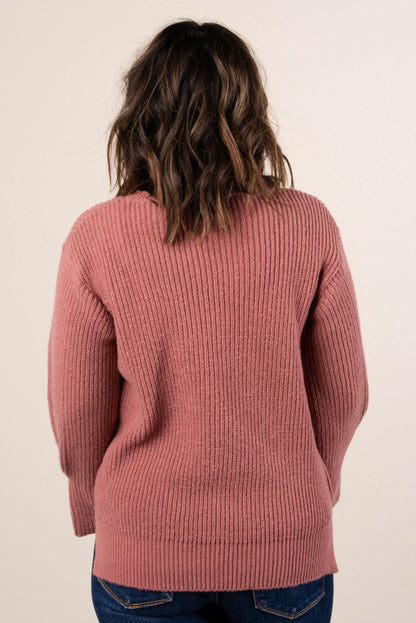 Winter Luxe Rib Knit Button Cuff Sweater