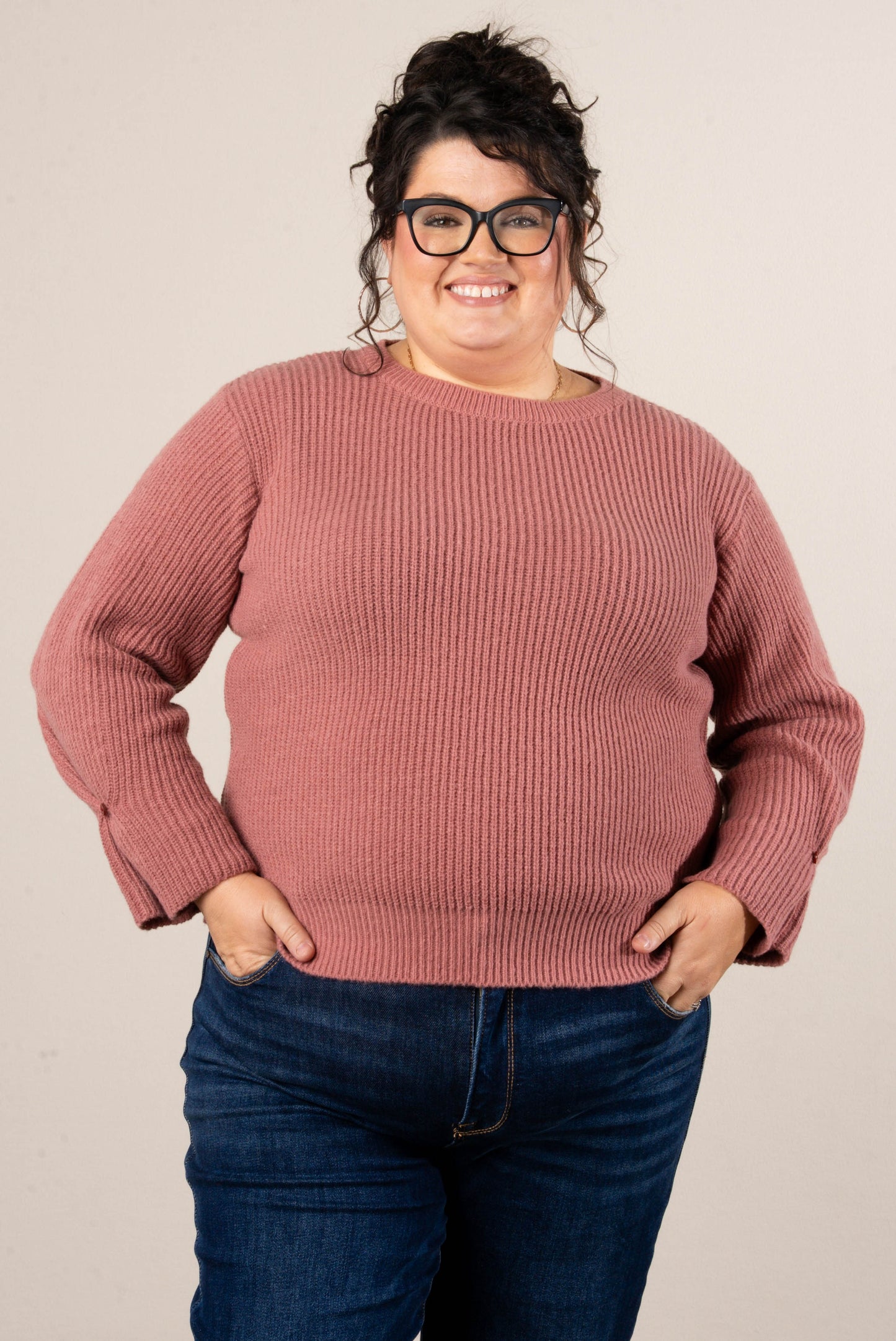 Winter Luxe Rib Knit Button Cuff Sweater