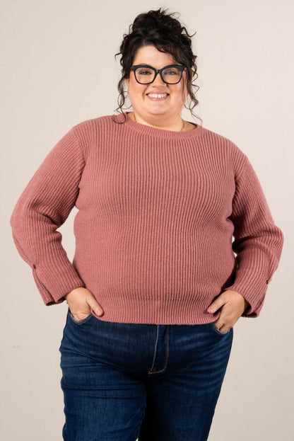 Winter Luxe Rib Knit Button Cuff Sweater