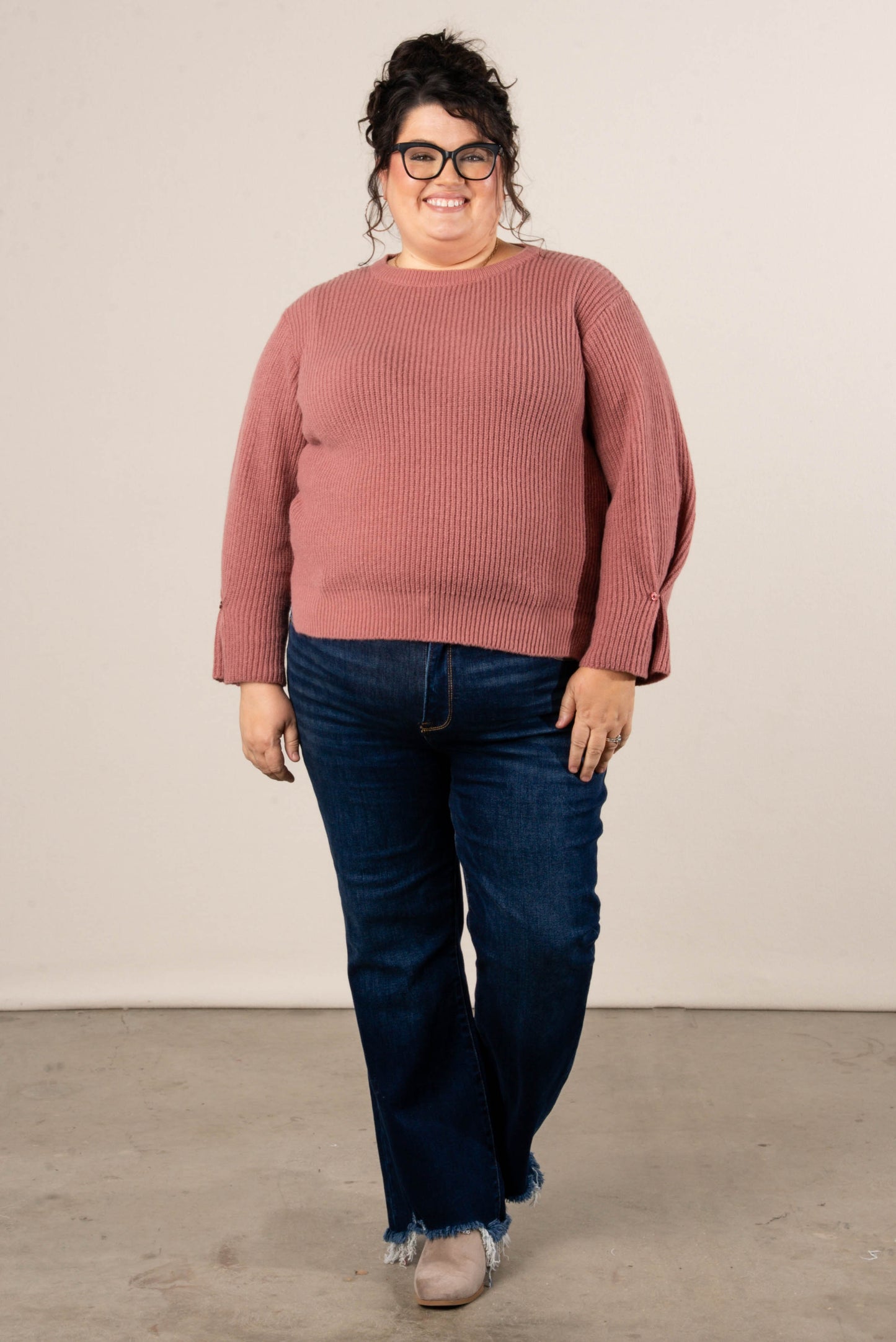 Winter Luxe Rib Knit Button Cuff Sweater