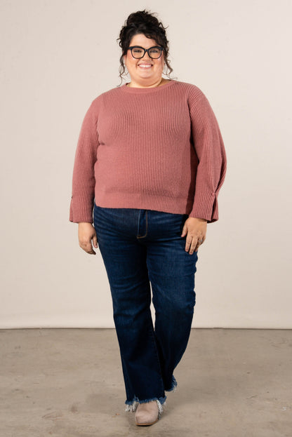 Winter Luxe Rib Knit Button Cuff Sweater