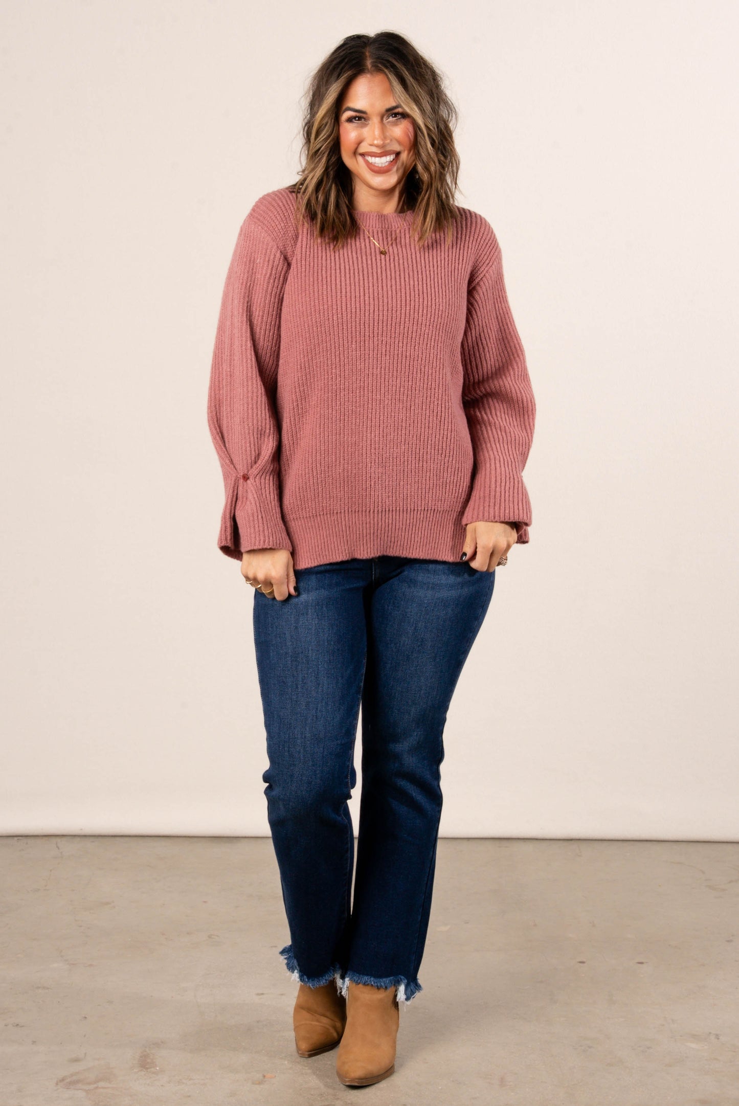 Winter Luxe Rib Knit Button Cuff Sweater