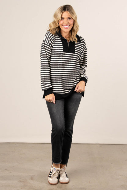 Cabin Comfort Striped Quarter Zip Pullover