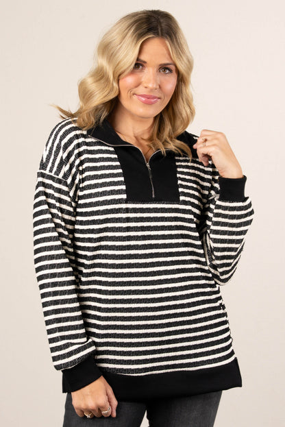 Cabin Comfort Striped Quarter Zip Pullover