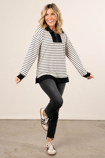 Cabin Comfort Striped Quarter Zip Pullover