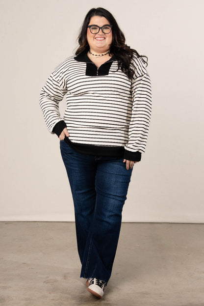 Cabin Comfort Striped Quarter Zip Pullover