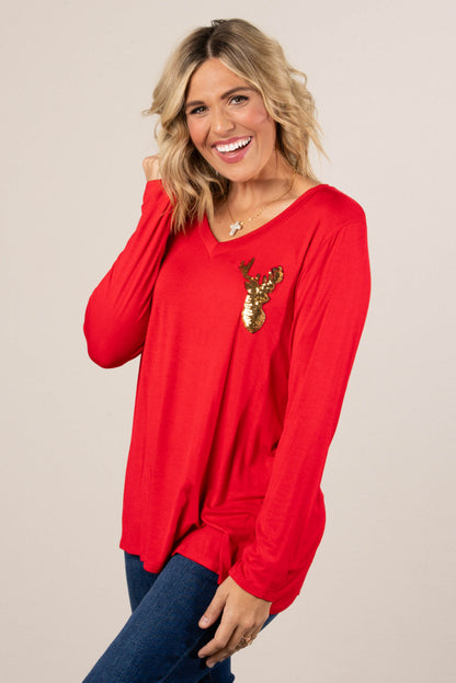 Rudolph Sequined Reindeer Top