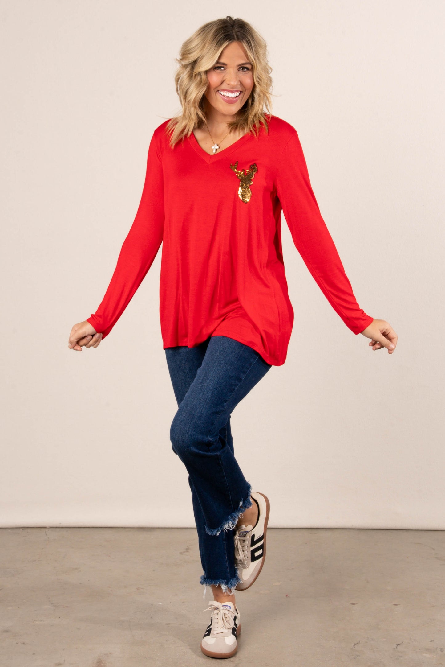 Rudolph Sequined Reindeer Top