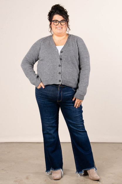 Sleigh Ride Rib Knit Button Up Cardigan