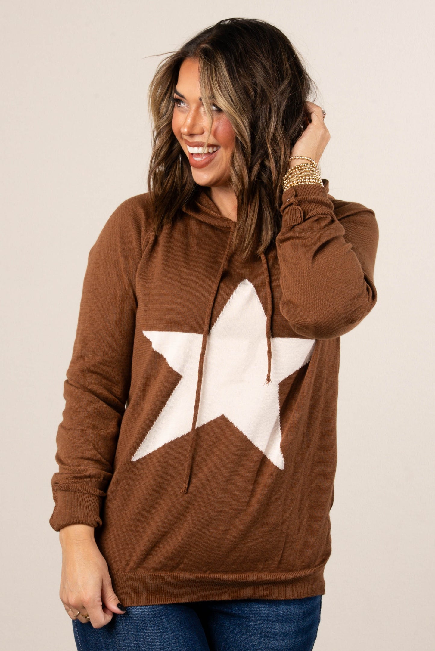 Guiding Light Star Patch Hooded Sweater