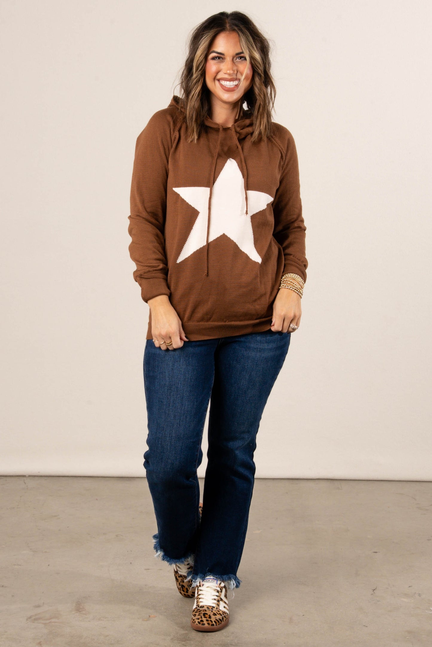 Guiding Light Star Patch Hooded Sweater