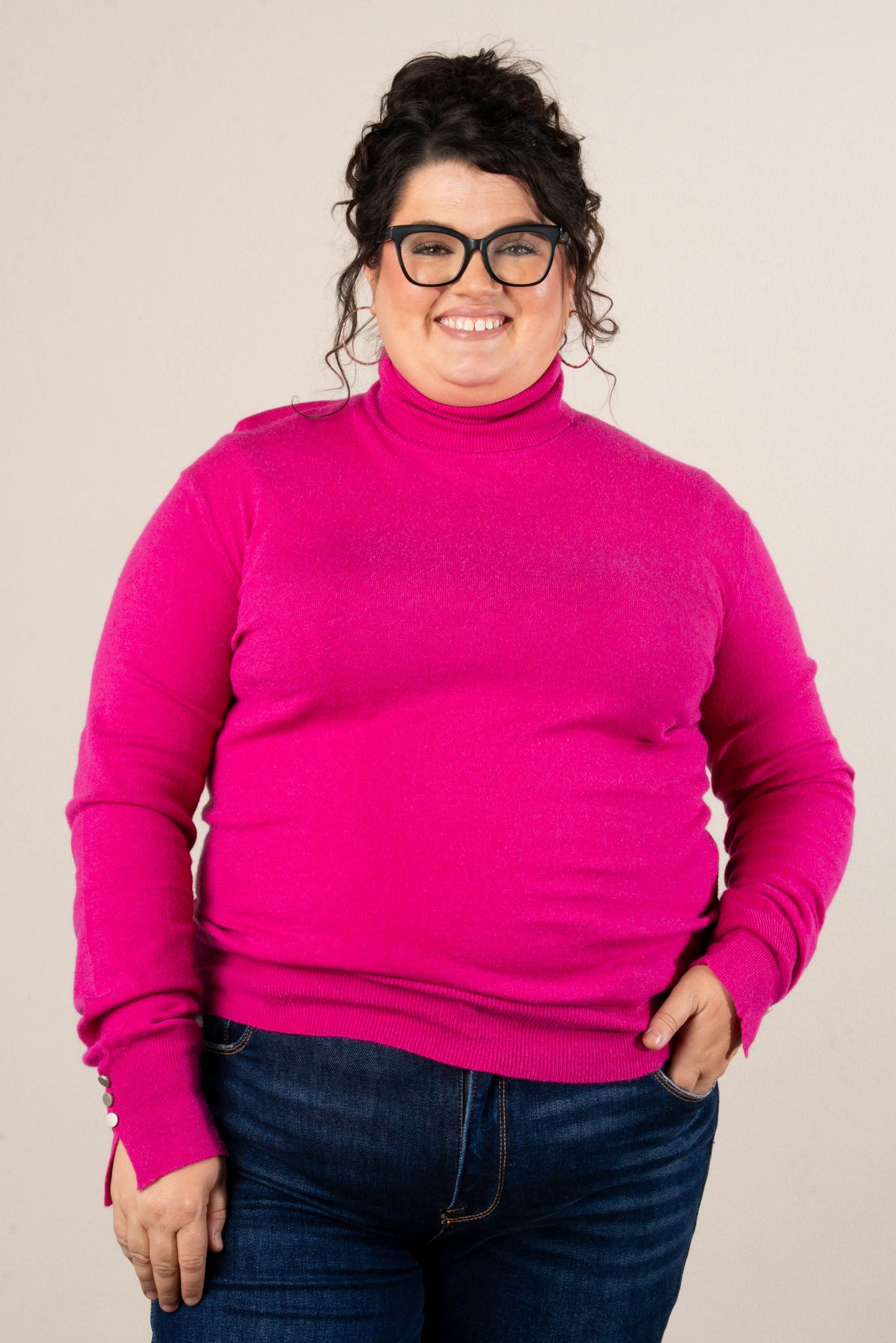 Yuletide Button Cuff Turtleneck Sweater