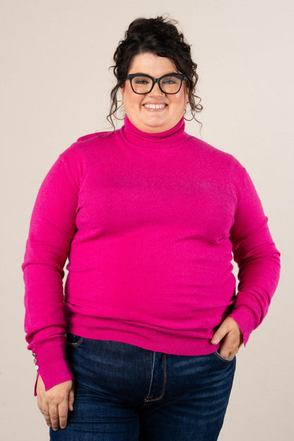 Yuletide Button Cuff Turtleneck Sweater