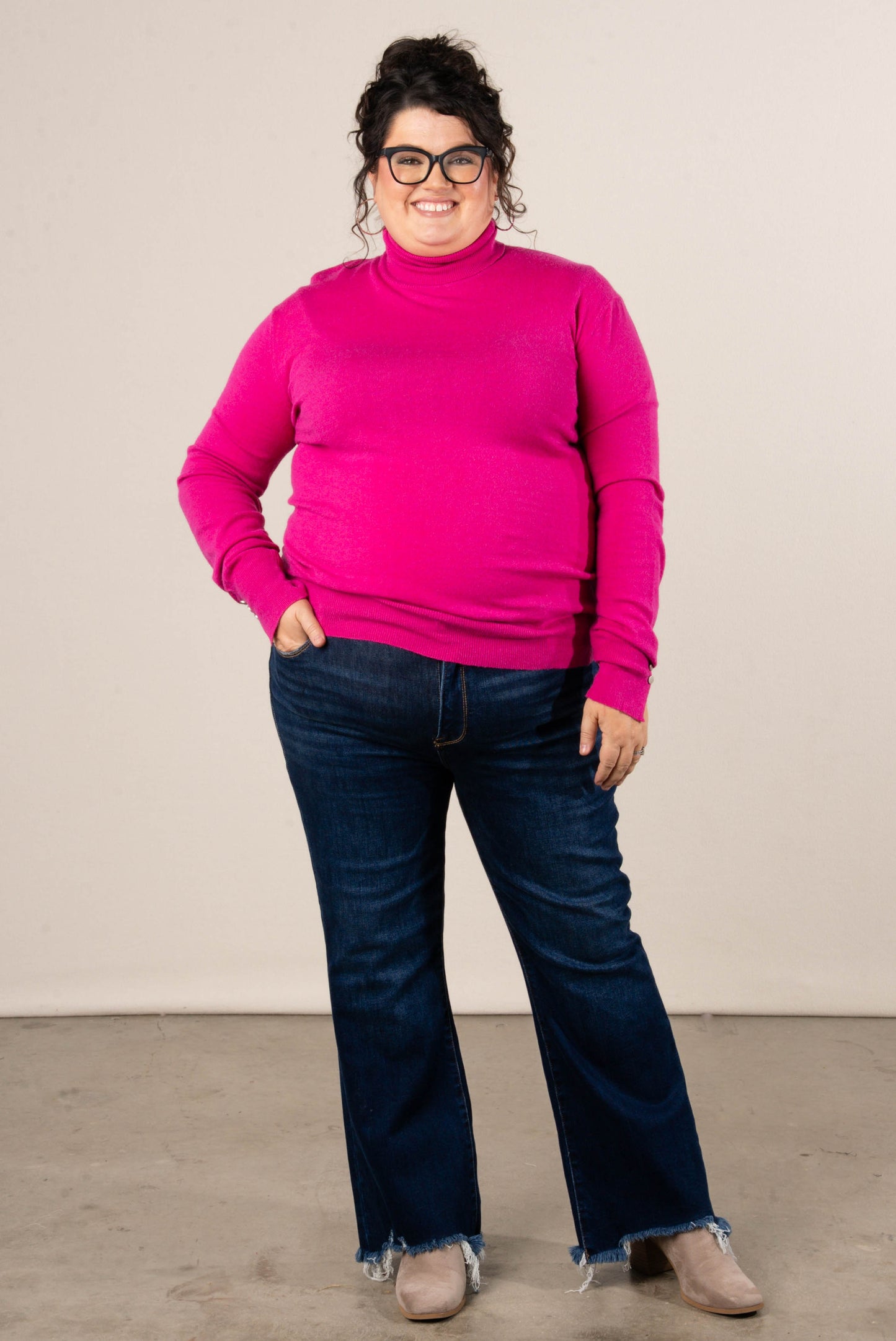 Yuletide Button Cuff Turtleneck Sweater