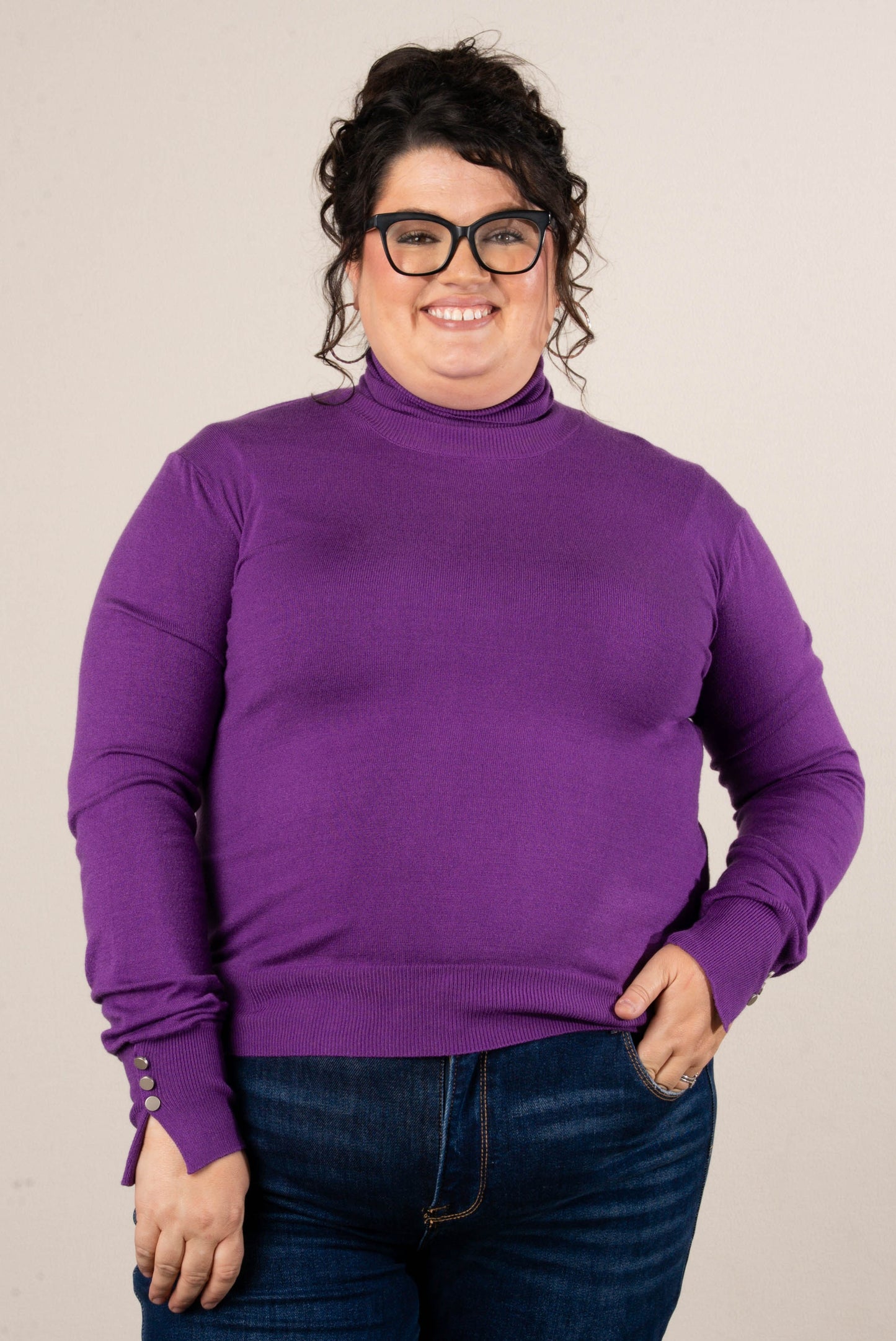 Yuletide Button Cuff Turtleneck Sweater