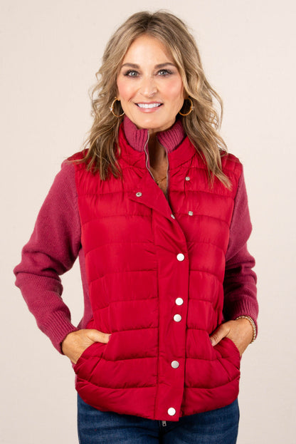 Frosty Nights Mixed Knit Puffer Jacket