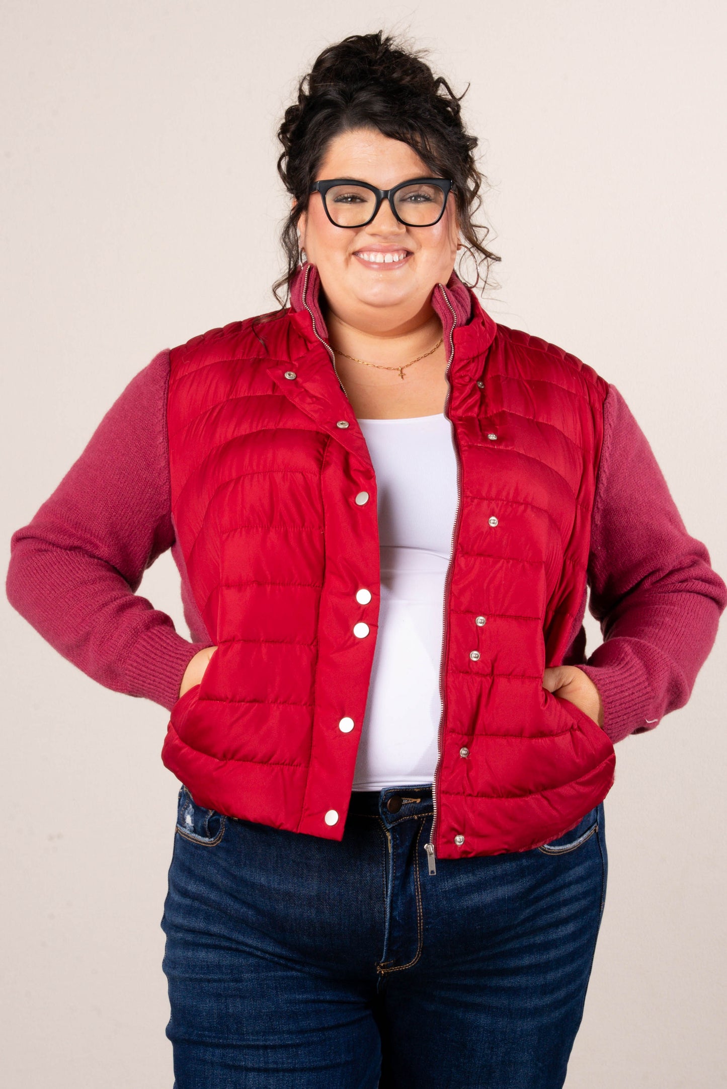 Frosty Nights Mixed Knit Puffer Jacket