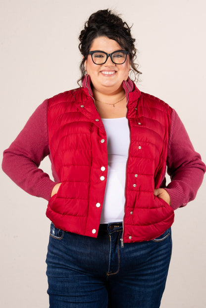 Frosty Nights Mixed Knit Puffer Jacket