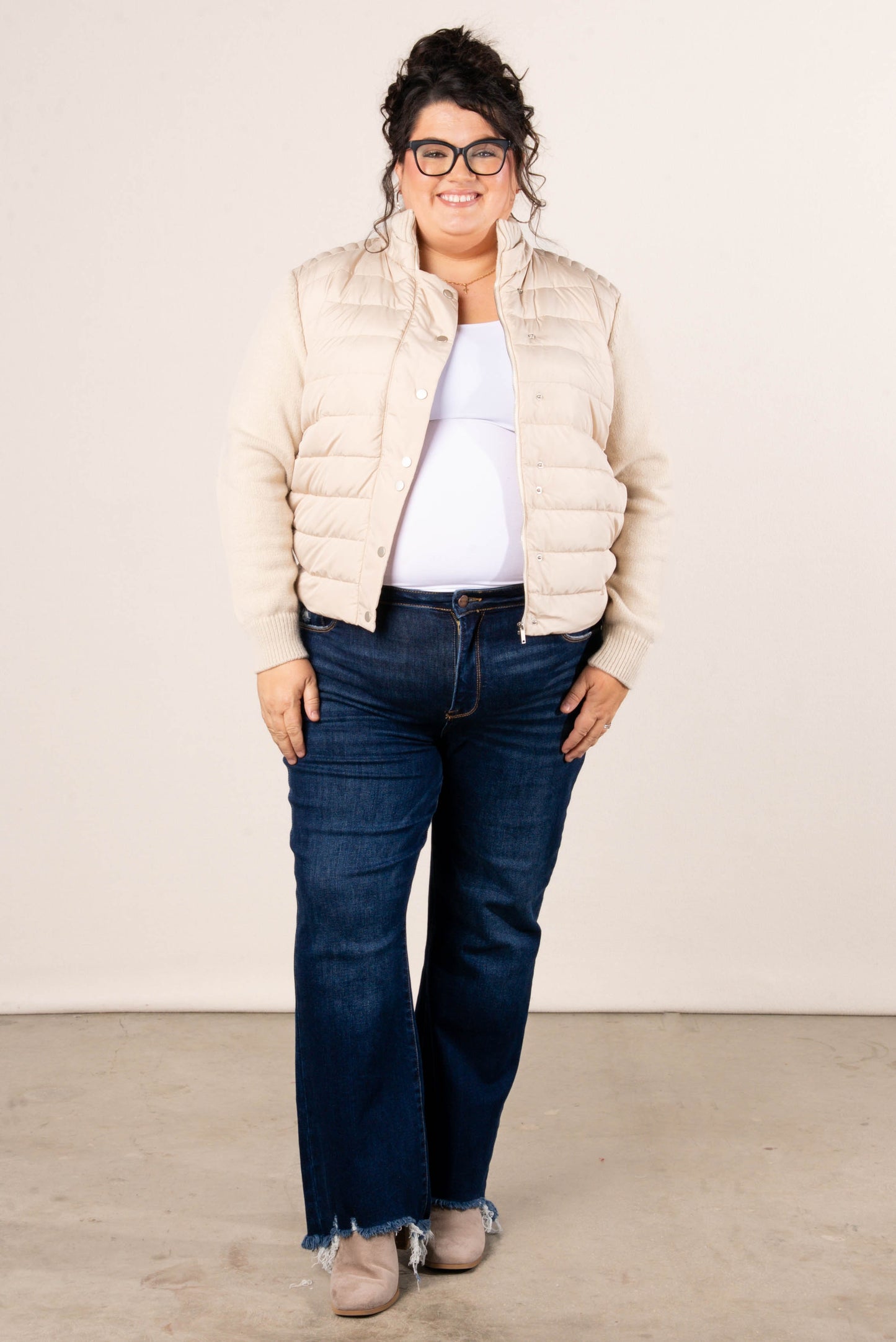 Frosty Nights Mixed Knit Puffer Jacket