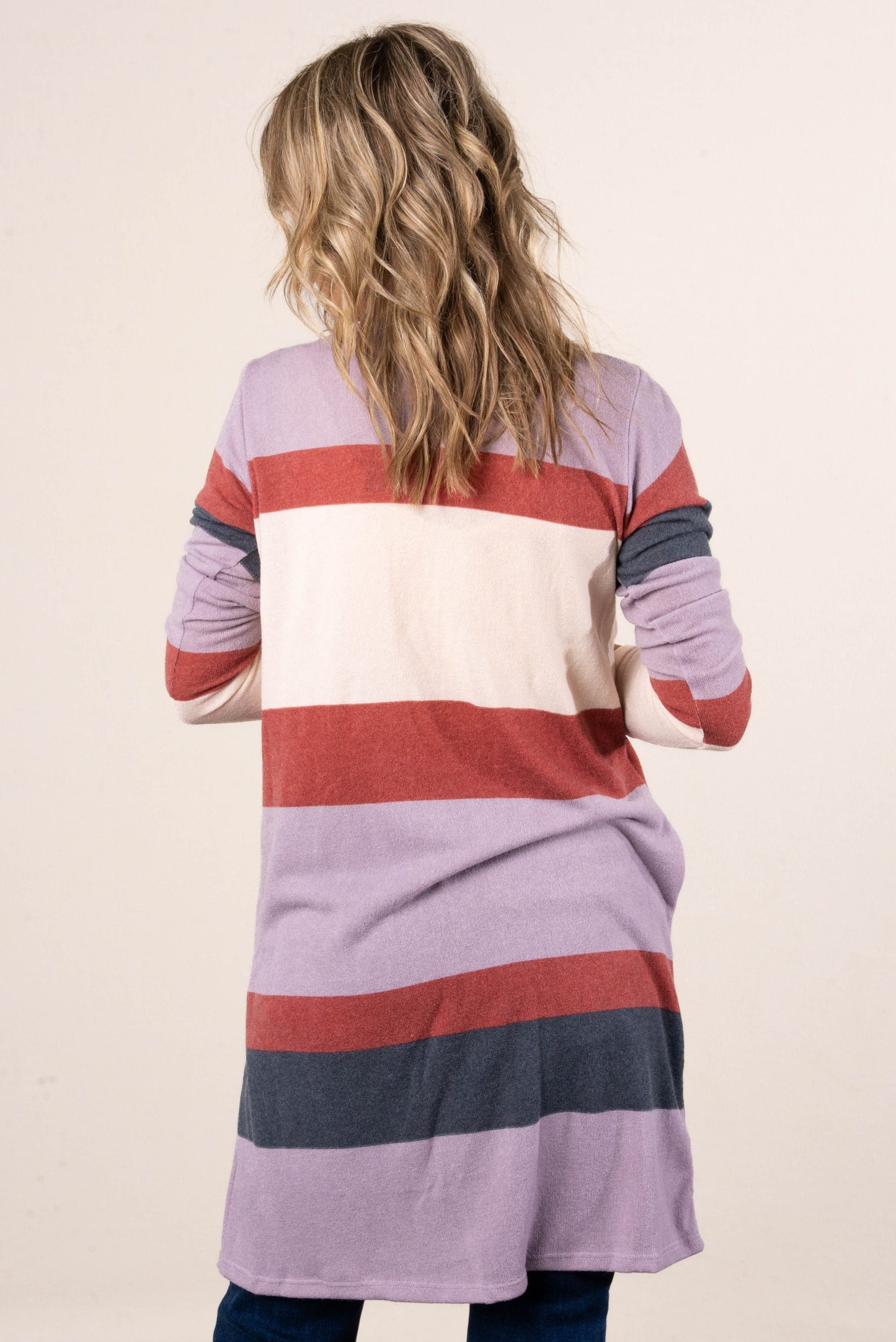 Glad Tidings Color Block Open Front Cardigan