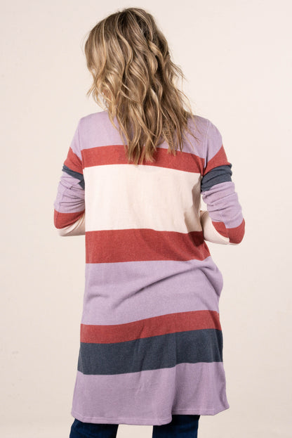 Glad Tidings Color Block Open Front Cardigan