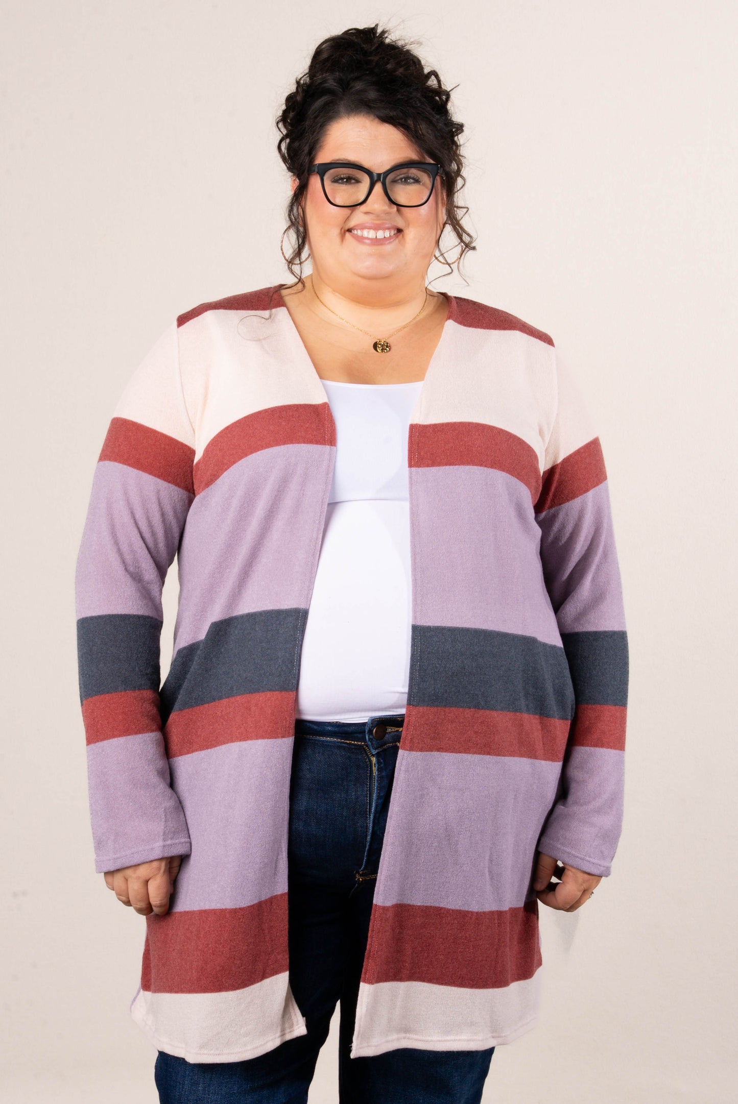 Glad Tidings Color Block Open Front Cardigan