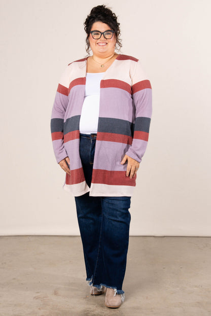 Glad Tidings Color Block Open Front Cardigan