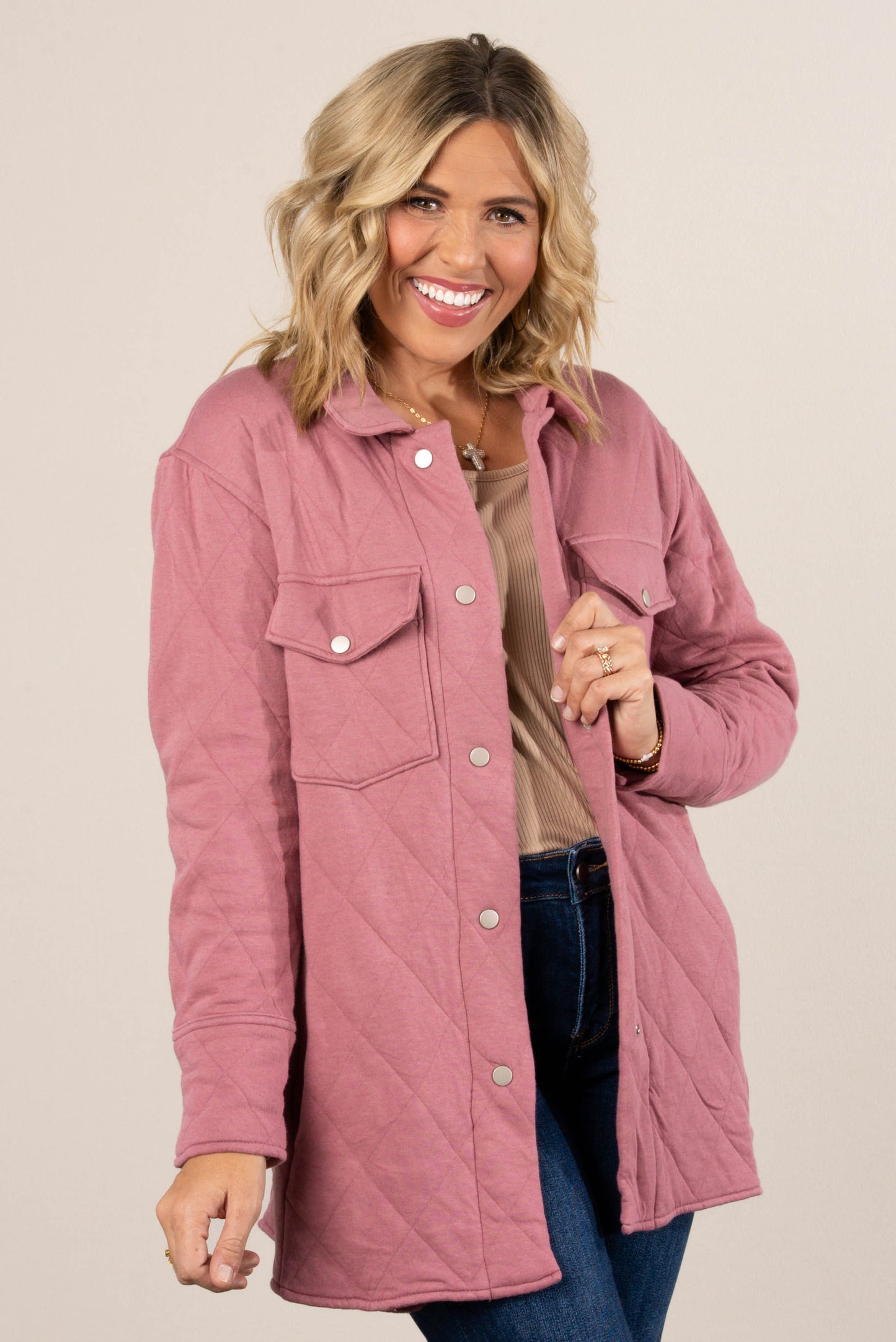 Snowfall Quilted Snap Up Shacket