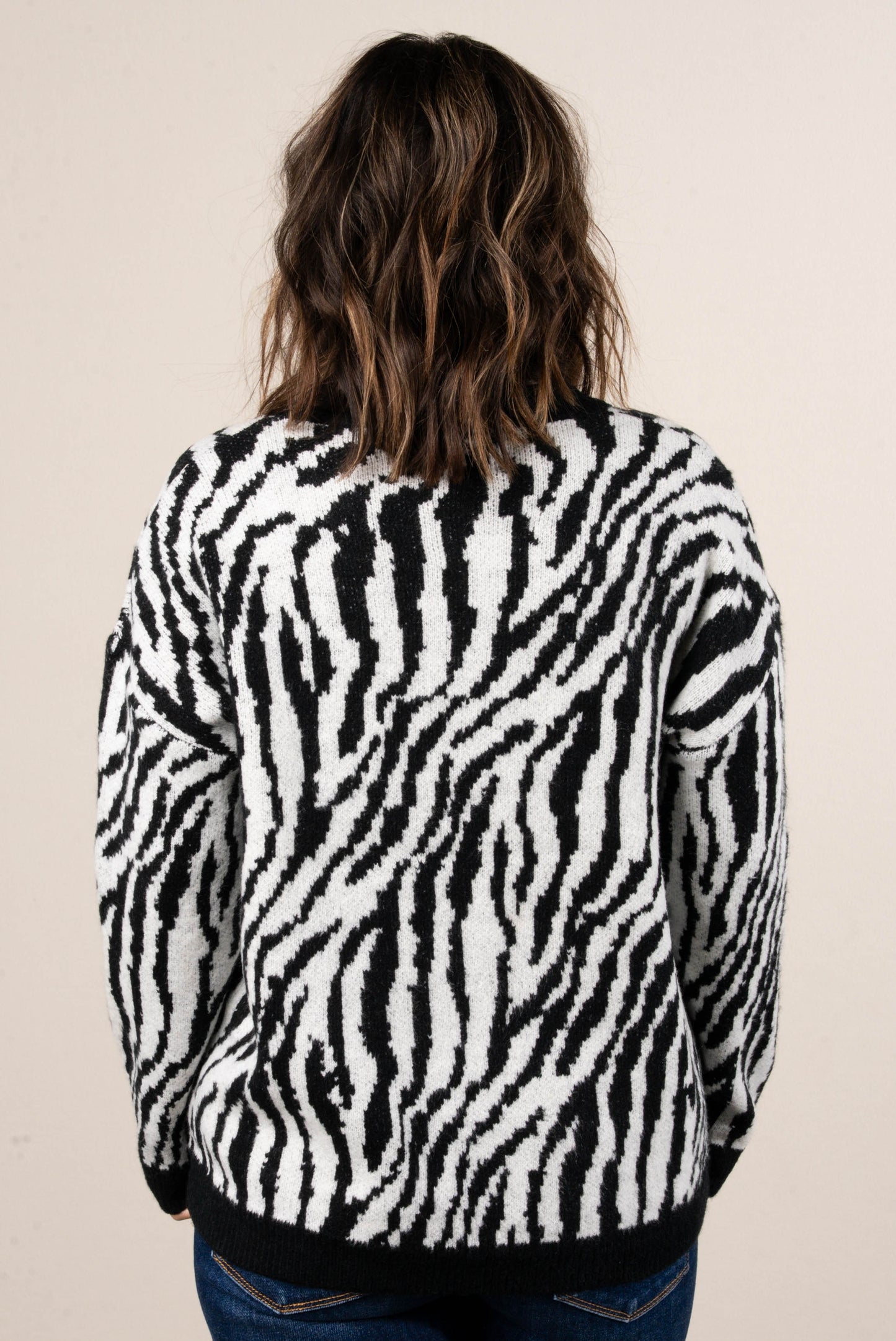 Twisted Tinsel Zebra Knit Sweater