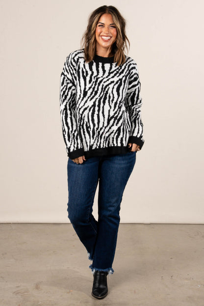 Twisted Tinsel Zebra Knit Sweater