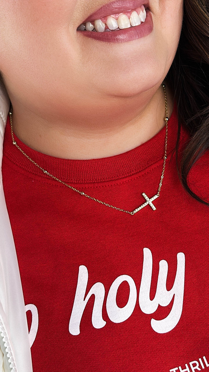 Side Cross Necklace