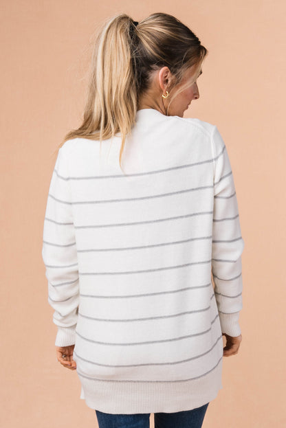 Striped Open Front Cardigan