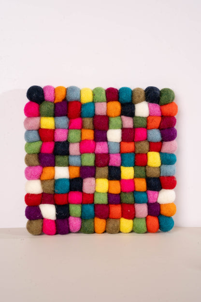 Hand Made Square Felt Balls Trivet