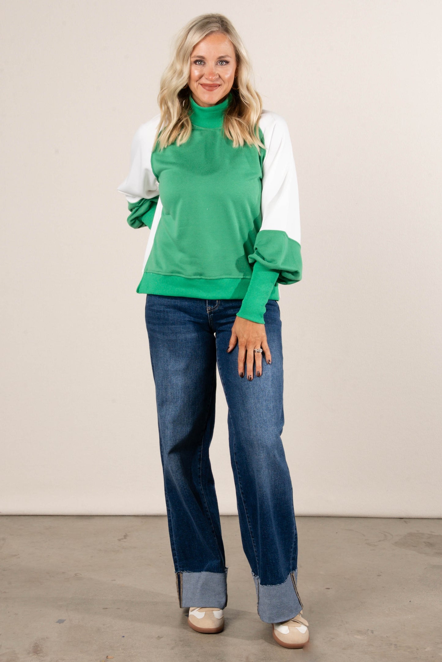 Game Time Color Block Mock Neck Sweatshirt