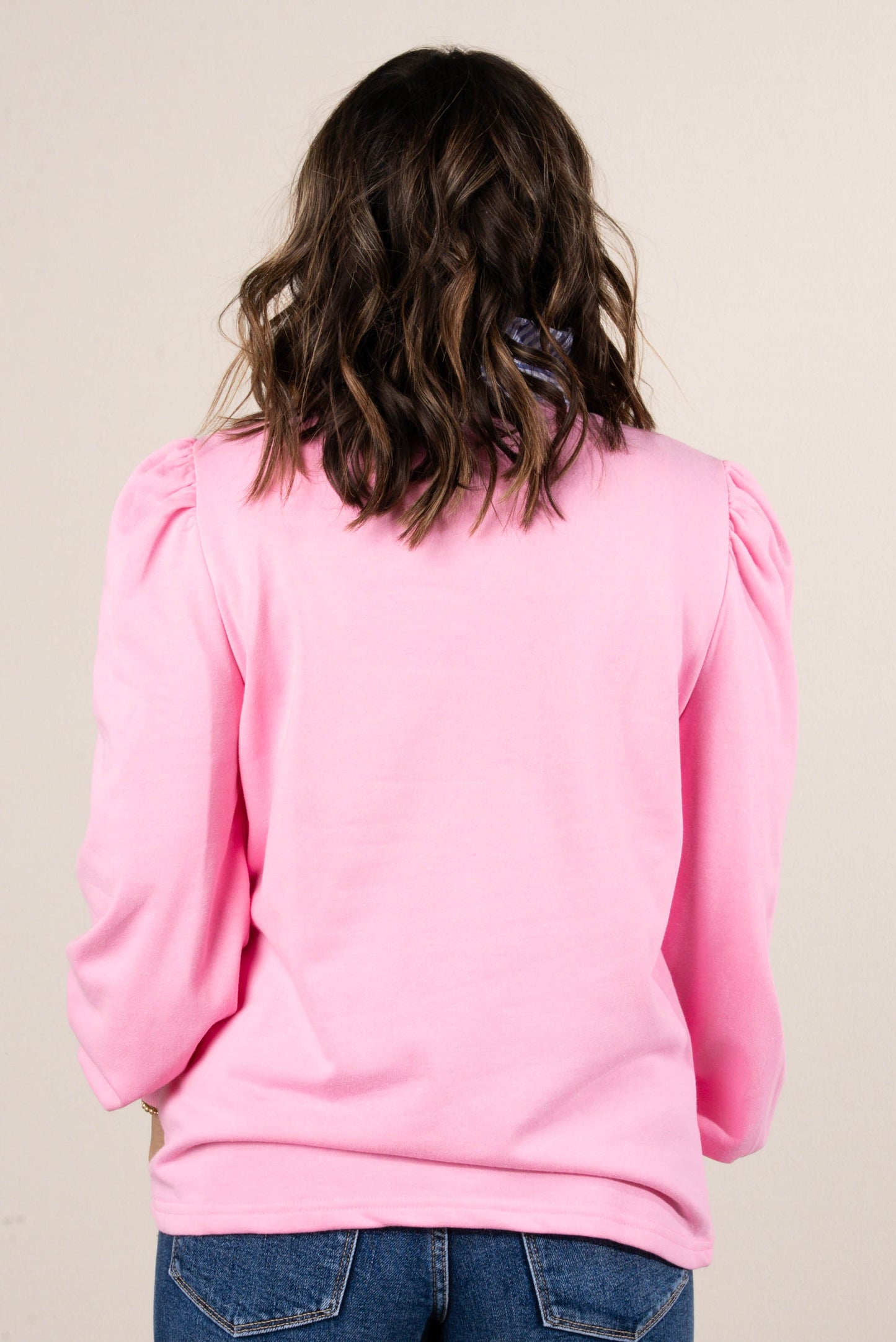 Polly Contrast Striped Ruffle Collared Top