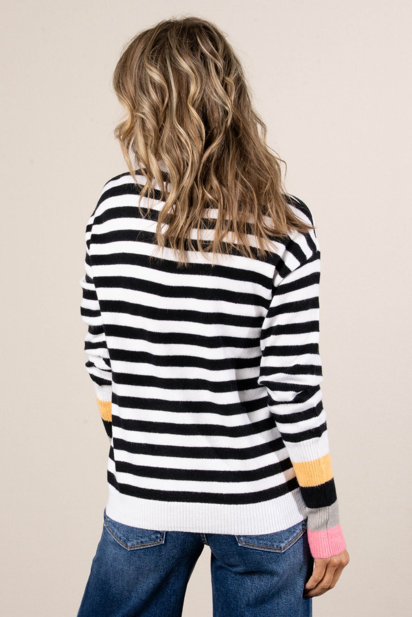 Ease Up Striped Contrast Trim Sweater