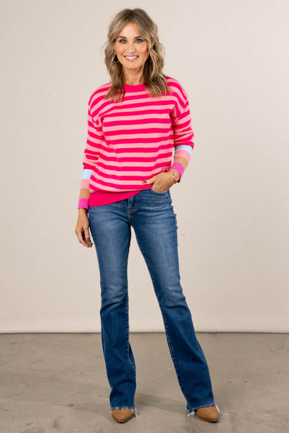 Ease Up Striped Contrast Trim Sweater