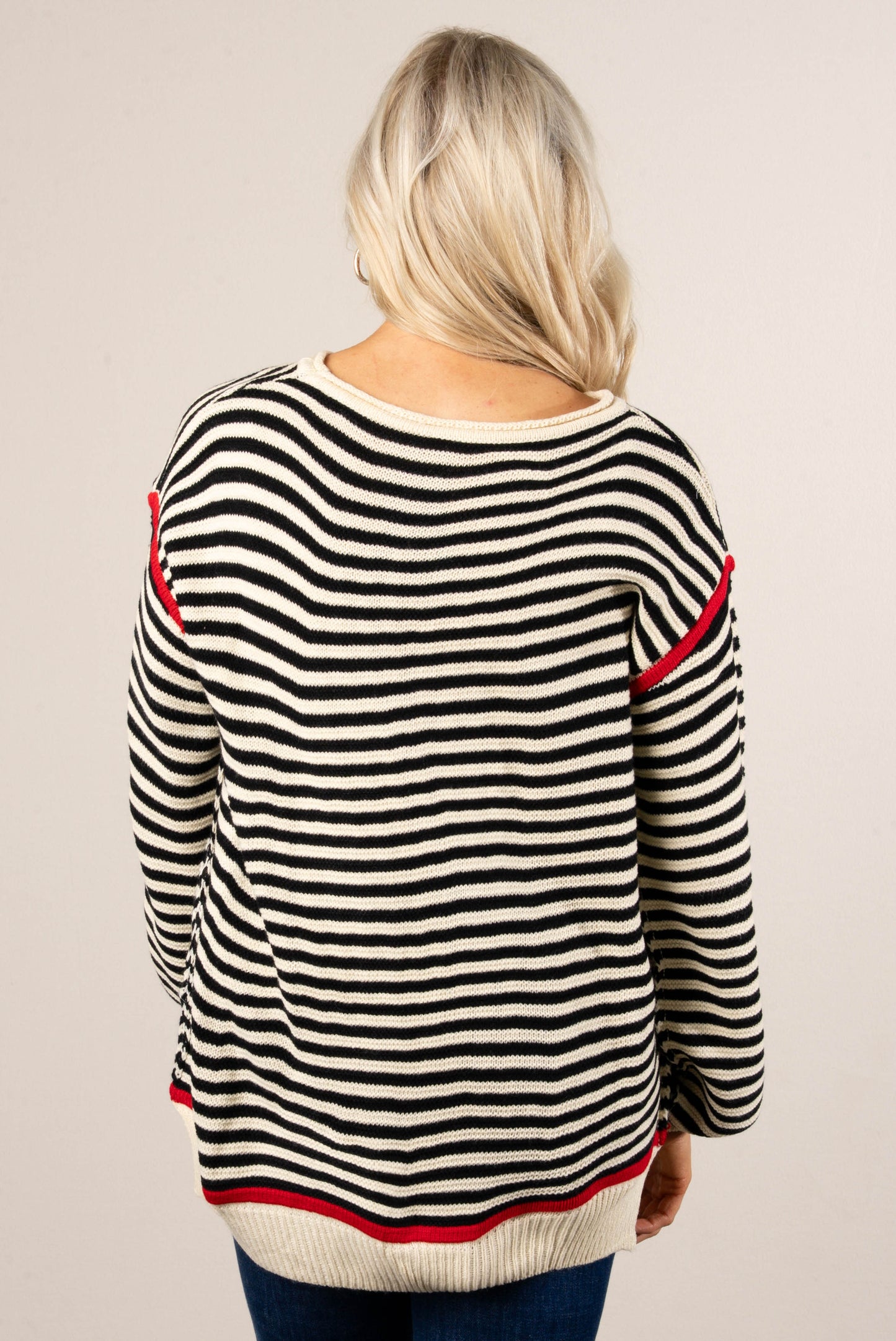 Coastal Comfy Striped Contrast Trim Sweater