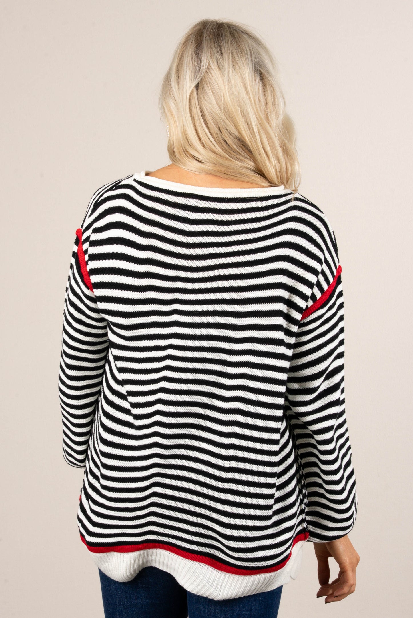 Coastal Comfy Striped Contrast Trim Sweater