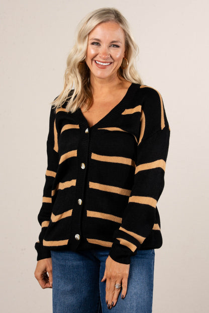 Bundle Up Striped Button Up Cardigan