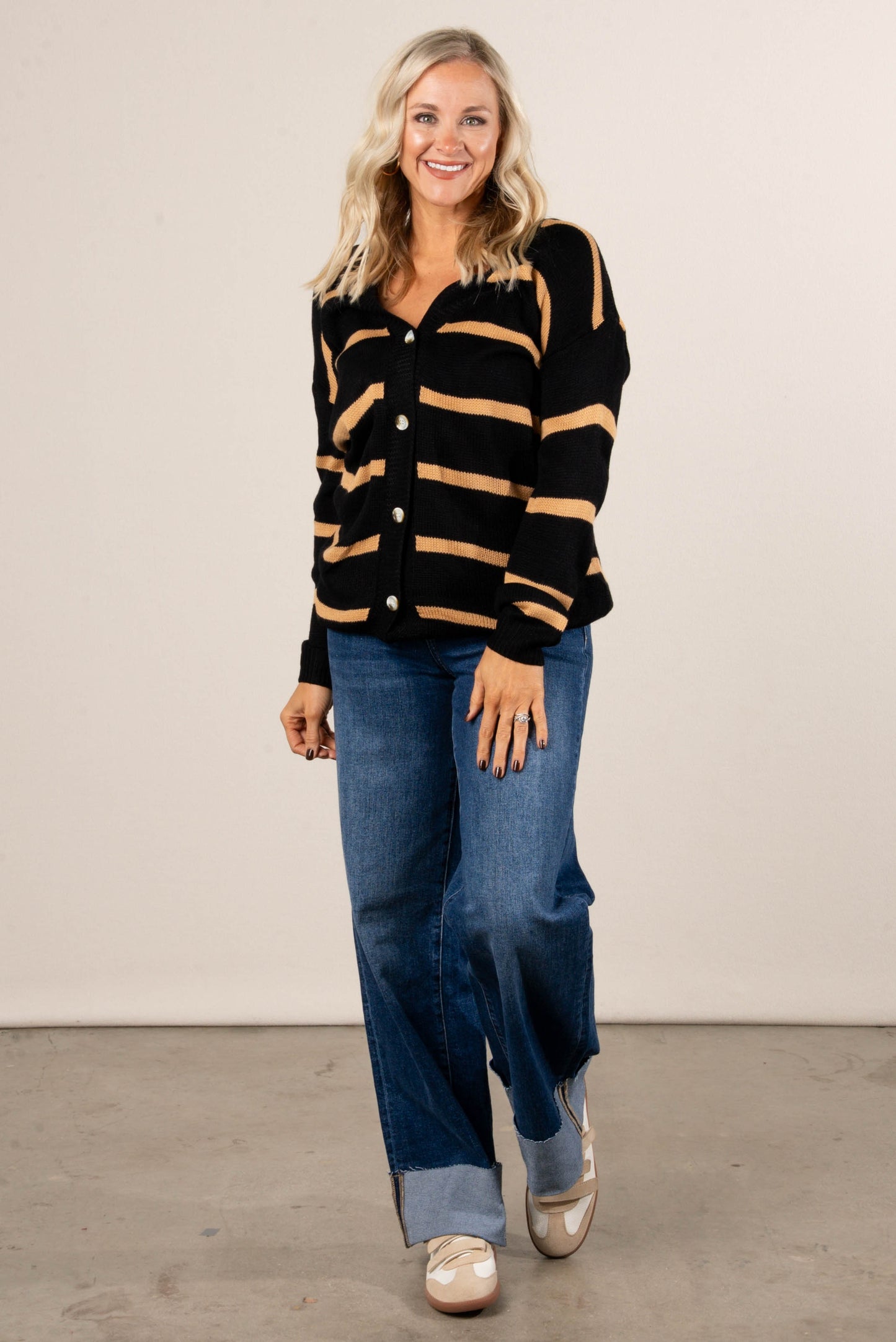 Bundle Up Striped Button Up Cardigan