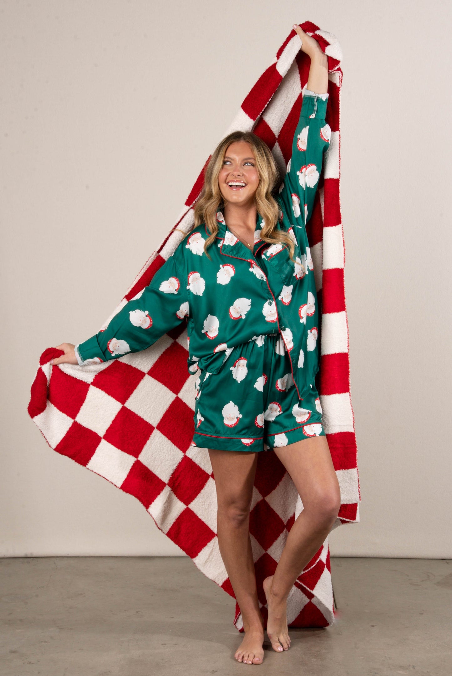 Santa Approved Satin Top + Shorts Pajama Set