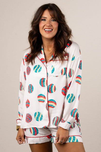 Santa Approved Satin Top + Shorts Pajama Set