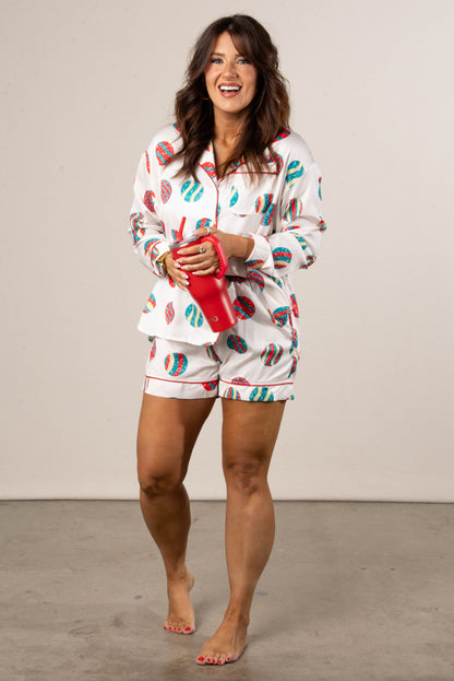 Santa Approved Satin Top + Shorts Pajama Set