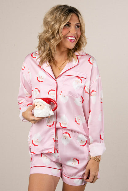 Santa Approved Satin Top + Shorts Pajama Set