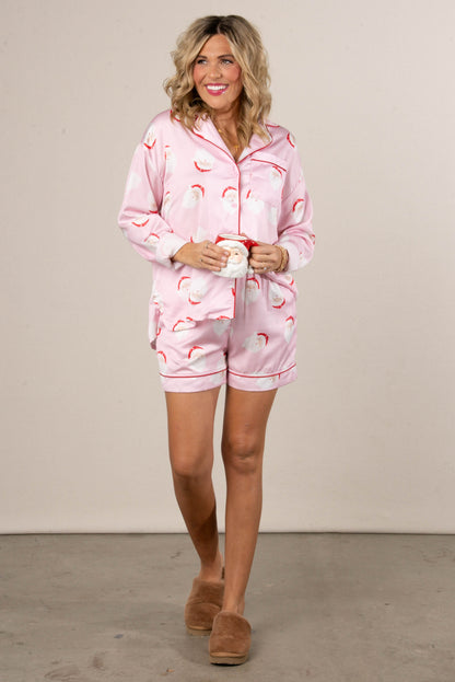 Santa Approved Satin Top + Shorts Pajama Set